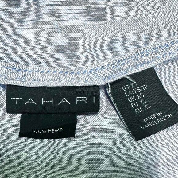TAHARI 100% Hemp Linen Periwinkle Tank Top Square Neck Boxy Women's XS Natural - Picture 5 of 6